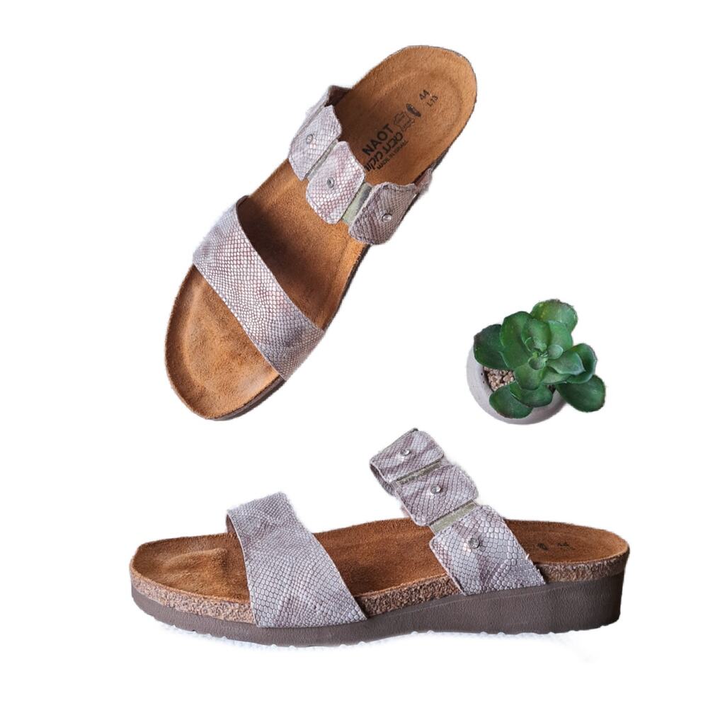 NAOT Women's Ashley Cork Sandal Size 13 Bronze Beige Snake Leather